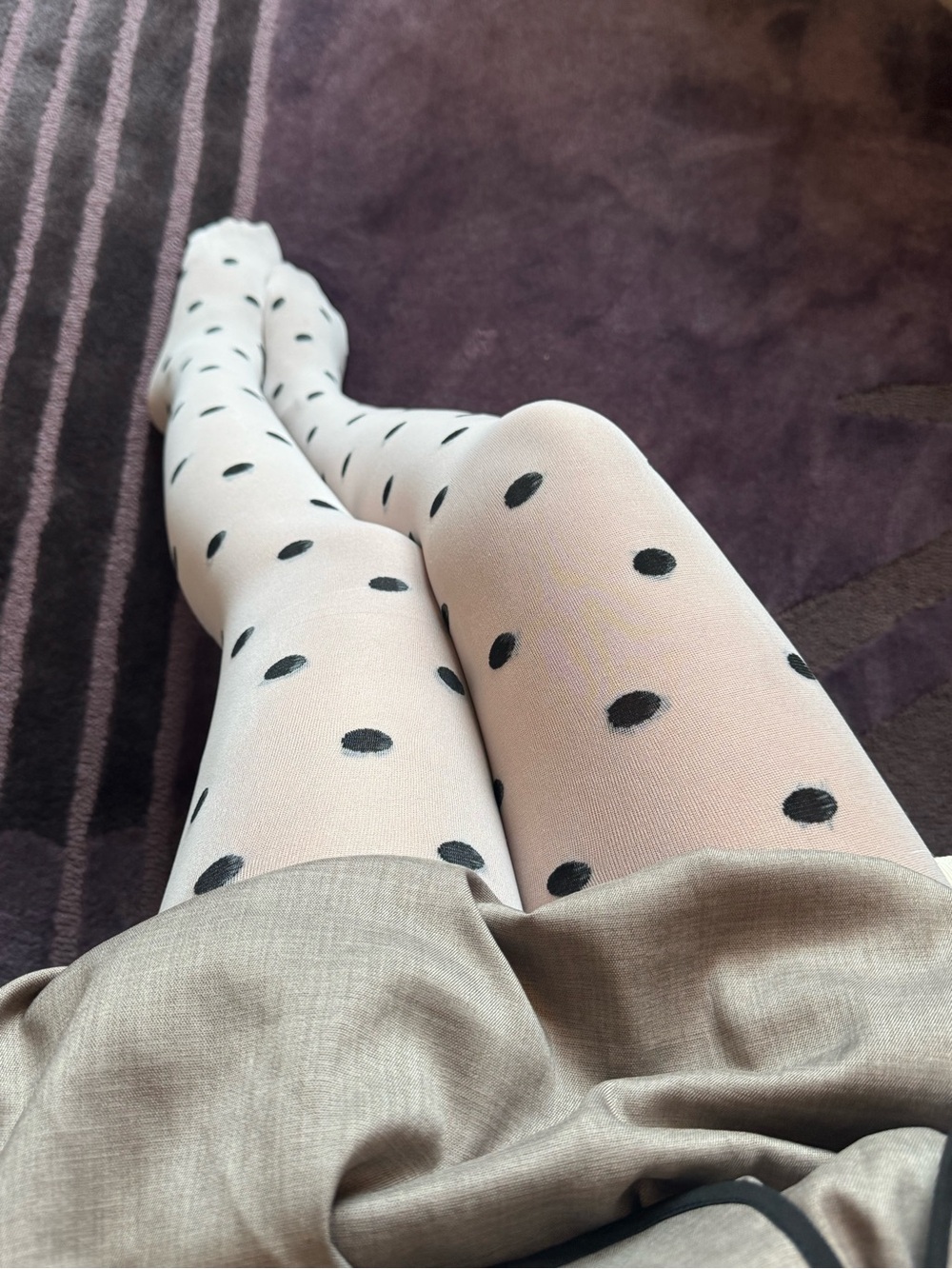White Polka Dot Sheer Over-the-Knee Tights - Picture 5 of 9